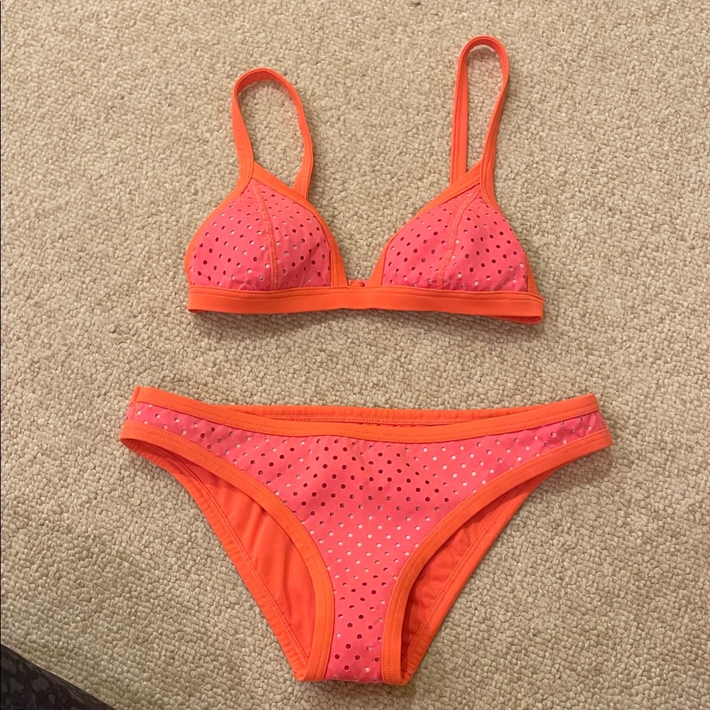 Seafolly Orange and Pink Polka Dot Bikini